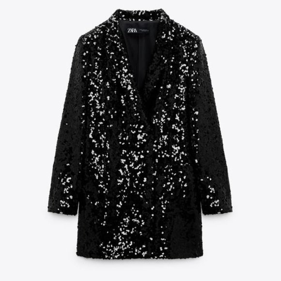 ZARA LONG SEQUINNED BLAZER 9336/556/255/032 - Picture 6 of 9